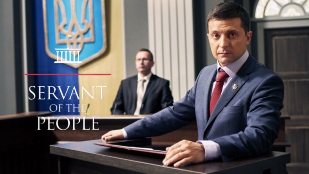 Life imitating art ... Zelensky starring in Servant of the People before he was elected as Ukraine’s President.