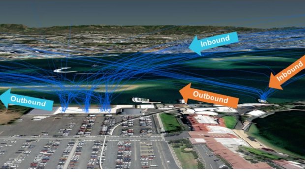 A diagram from the ATSB report into the fatal 2023 crash at Sea World shows the paths the helicopters had taken in the days before.