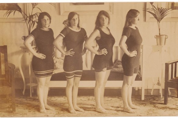 Mina Wylie (right) and three female swimmers in Sydney.