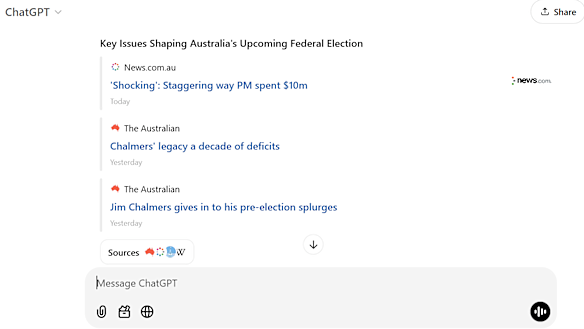 Search results on ChatGPT.