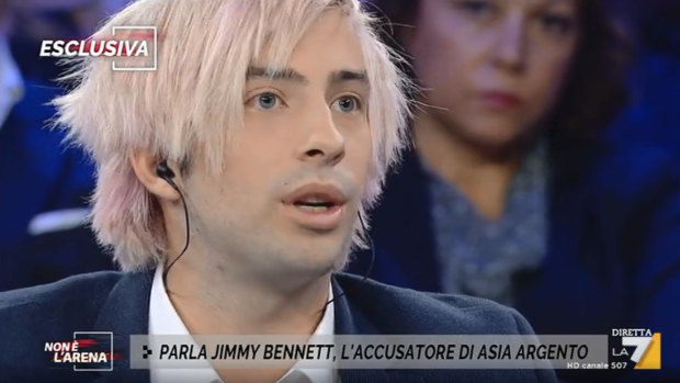 Jimmy Bennett, who accused Argento of rape, speaks on Italian TV.