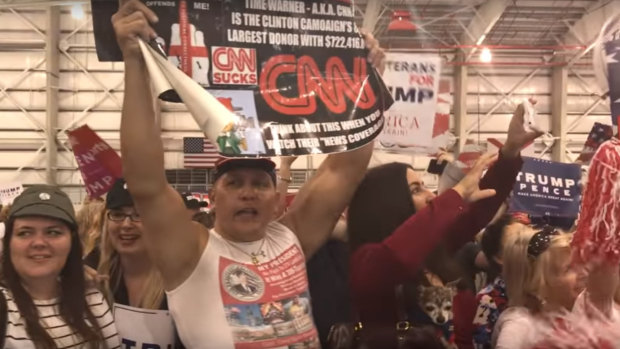 Mail bomb suspect Cesar Sayoc as seen in unedited footage from Michael Moore's Fahrenheit 11/9.