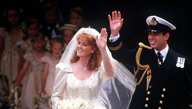Sarah Ferguson marrying Prince Andrew in 1986.