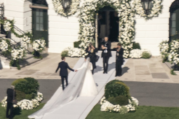 President Joe Biden’s granddaughter Naomi Biden and her fiance, Peter Neal, are married on the South Lawn of the White House in Washington on Saturday.