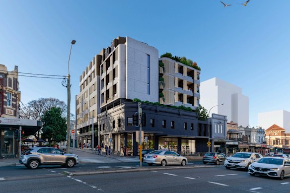 Uma imagem conceitual de um empreendimento proposto em 409-415 Parramatta Rd em Leichhardt.