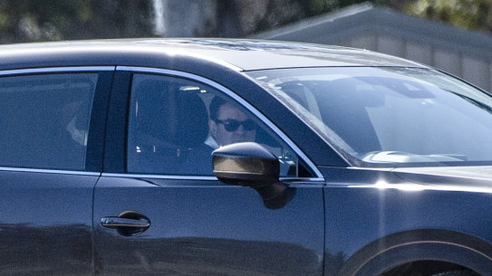 Former trade minister Stuart Ayres departs his property in Mulgoa on the day he resigned.