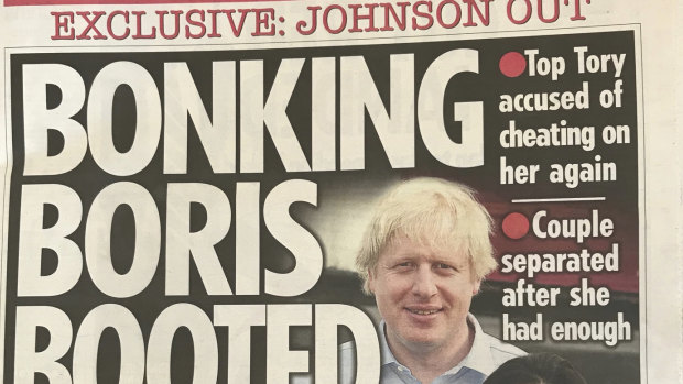 The front page of The Sun revealed that former foreign secretary Boris Johnson had separated from his wife of 25 years
