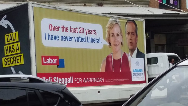 The Advance Australia billboard being trucked through Mosman.