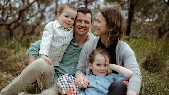 Grace Passfield with her husband, Ben and sons Lucas, now 5, and Will, now 7. 