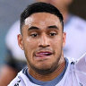 Valentine Holmes in full flight against Canterbury on Thursday night.