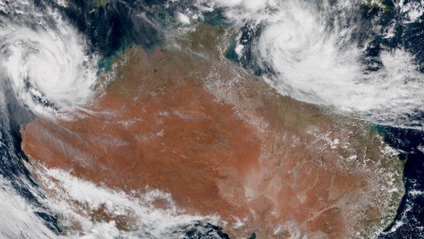 Twin tropical cyclones, Veronica in the west and Trevor in the east, will pose risks for wind damage, flooding and storm surges in coming days.