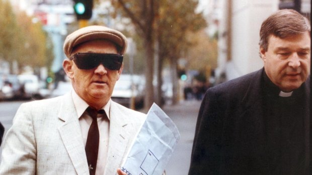 George Pell walks to court with fellow St Patrick's alumni, former housemate and paedophile priest Gerald Ridsdale when he faced child abuse charges in Warrnambool in 1993.