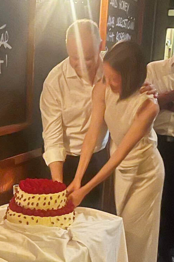 Cutting the cake: Hugh Marks and Alexi Baker on Saturday.