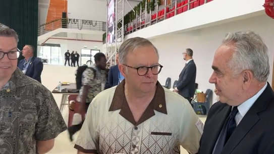 Prime Minister Anthony Albanese talks with Kurt M. Campbell, United States Deputy Secretary of State at the Pacific Islands Forum in Tonga.