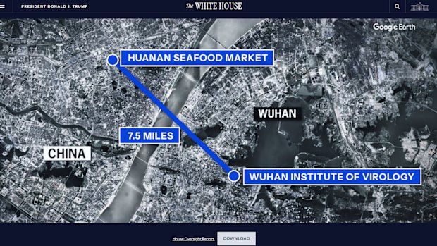 A map of a part of Wuhan, as it appears on Covid.gov.