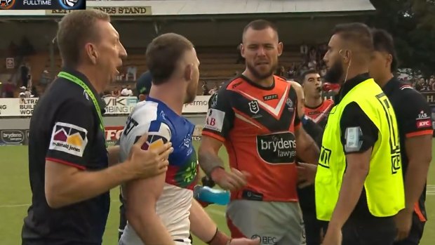 Jackson Hastings and David Klemmer had to be separated.