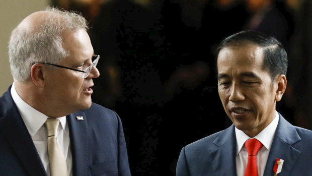 Jokowi, pictured with Scott Morrison, has shown a renewed enthusiasm for bilateral trade agreements, signing one with Australia in early 2020 after years of arduous negotiations.