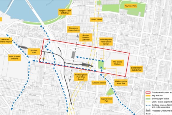Brisbane City Council is calling for a doubling of affordable housing around the new Gabba Cross River rail station and details over green space and bikeways.