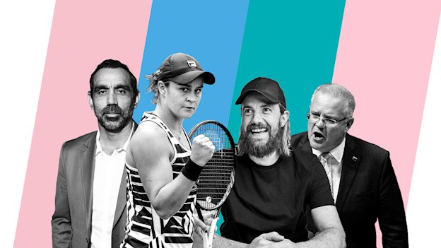 Adam Goodes, Ash Barty, Mike Cannon-Brookes and Scott Morrison.