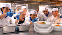 The chefs will battle it out, 1 vs 1 to create a signature dish on board and attempt to win. 