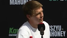 Nikita Tszyu speaks at the press conference.