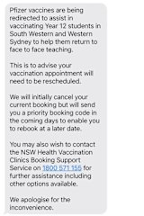 The text message from NSW Health.