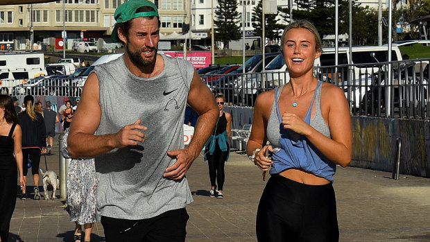 Ash Williams and Liv Phyland worked up a sweat as they pounded the pavement back to Bondi.