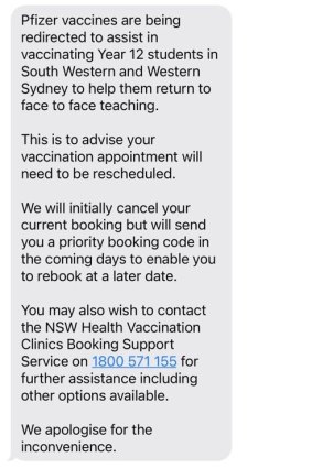 The text message from NSW Health.
