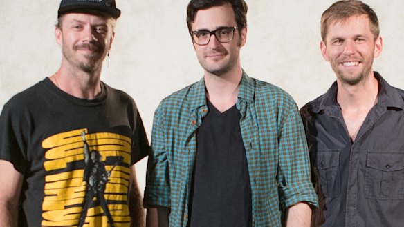 You Can't Ask That producers Kirk Docker, left, and Aaron Smith, right, with editor Nick McDougall.