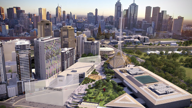 Artist's rendition of the proposed NGV Contemporary and development of the Southbank arts precinct.