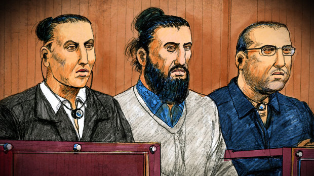 Ahmed Mohamed, Abdullah Chaarani and Hamza Abbas in court.