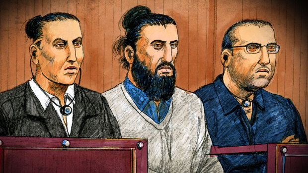 Ahmed Mohamed, Abdullah Chaarani and Hamza Abbas in court.