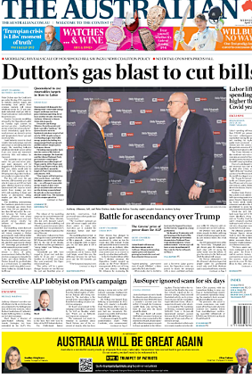 The Australian’s front page on Wednesday April 9.