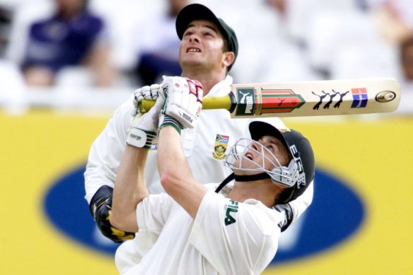 Mark Boucher, pictured here in action behind the stumps for South Africa in 2002, has been named the country's new coach.