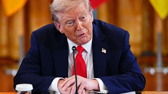 Donald Trump meets European leaders at the White House last month.