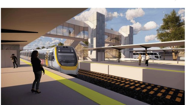 Artist's impression of the new Loganlea train station, which is to be shifted closer to the Logan Hospital.