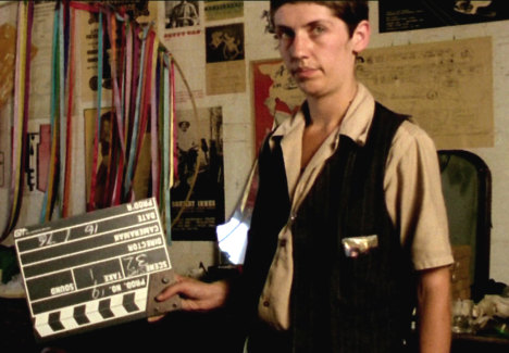Filmmaker Margot Nash on set in 1976 in an image from Senses of Cinema.