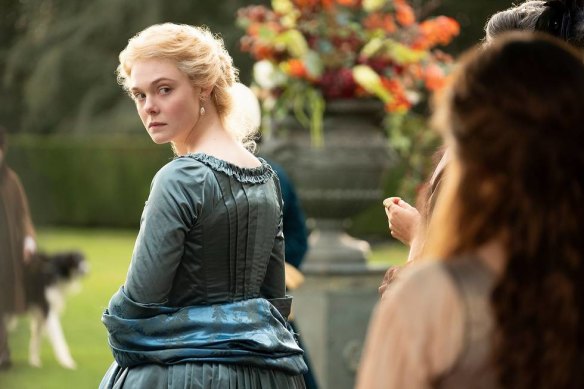 Elle Fanning as Catherine in The Great, in the historical drama-comedy.