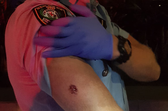 A man has been charged after allegedly assaulting three police officers, including a 20-year-old probationary constable who was treated for a bite to one of his triceps. 
