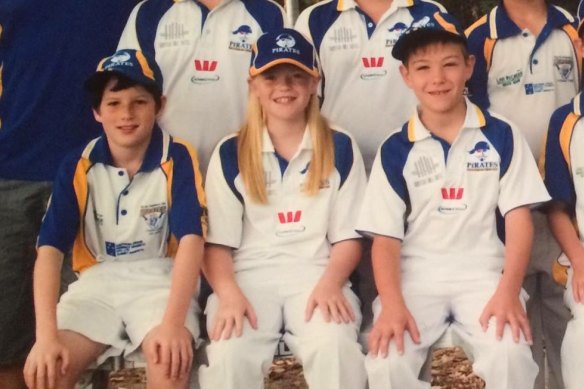 Olivia Porter during her days with the boys' team at Ryde Hunters Hill Cricket Club.