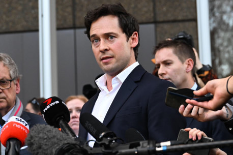 Nick McKenzie speaks to the media after Justice Anthony Besanko delivered his findings in the Ben Roberts-Smith defamation case.