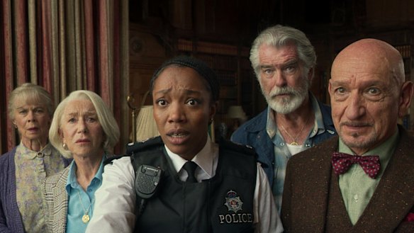 From left: Celia Imrie, Helen Mirren, Naomi Ackie, Pierce Brosnan and Ben Kingsley.