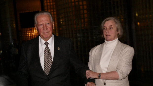 Ken Dyers (left) pictured with his partner Jan Hamilton outside court in 2006.