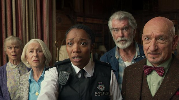 From left: Celia Imrie, Helen Mirren, Naomi Ackie, Pierce Brosnan and Ben Kingsley.
