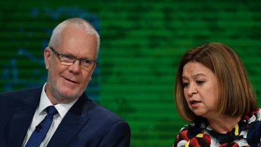 Former ABC chairman Justin Milne and then managing director Michelle Guthrie. 