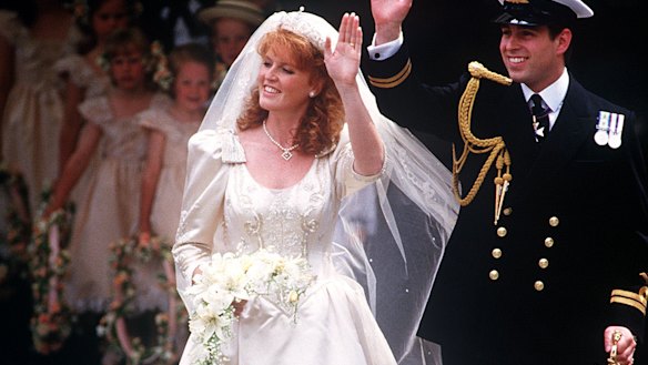 Sarah Ferguson marrying Prince Andrew in 1986.
