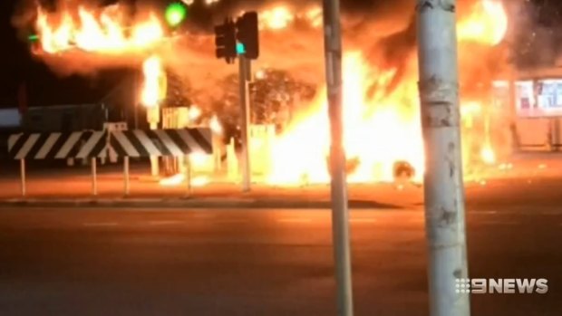 A luxury convertible was an "instant fireball" when it exploded while at a petrol station in Sydney's north-west.