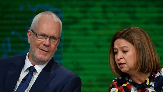 Former ABC chairman Justin Milne and then managing director Michelle Guthrie. 