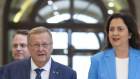 Out of step on costs? AOC president John Coates and Queensland Premier Annastascia Palaszczuk in February.