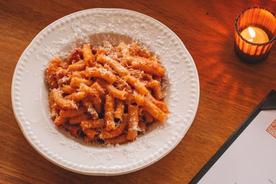 Amatriciana with maccheroni at Bada Bing Dining Club.